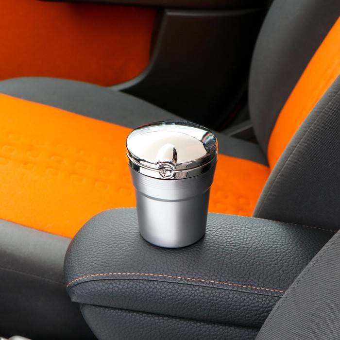 Пепельница для авто TORSO с подсветкой, 7.5×9 см, хром